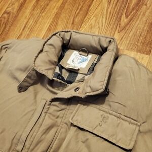 Vintage 80s Trophy Club Jacket Men Large Brown Khaki Plaid Lined Bomber Wool